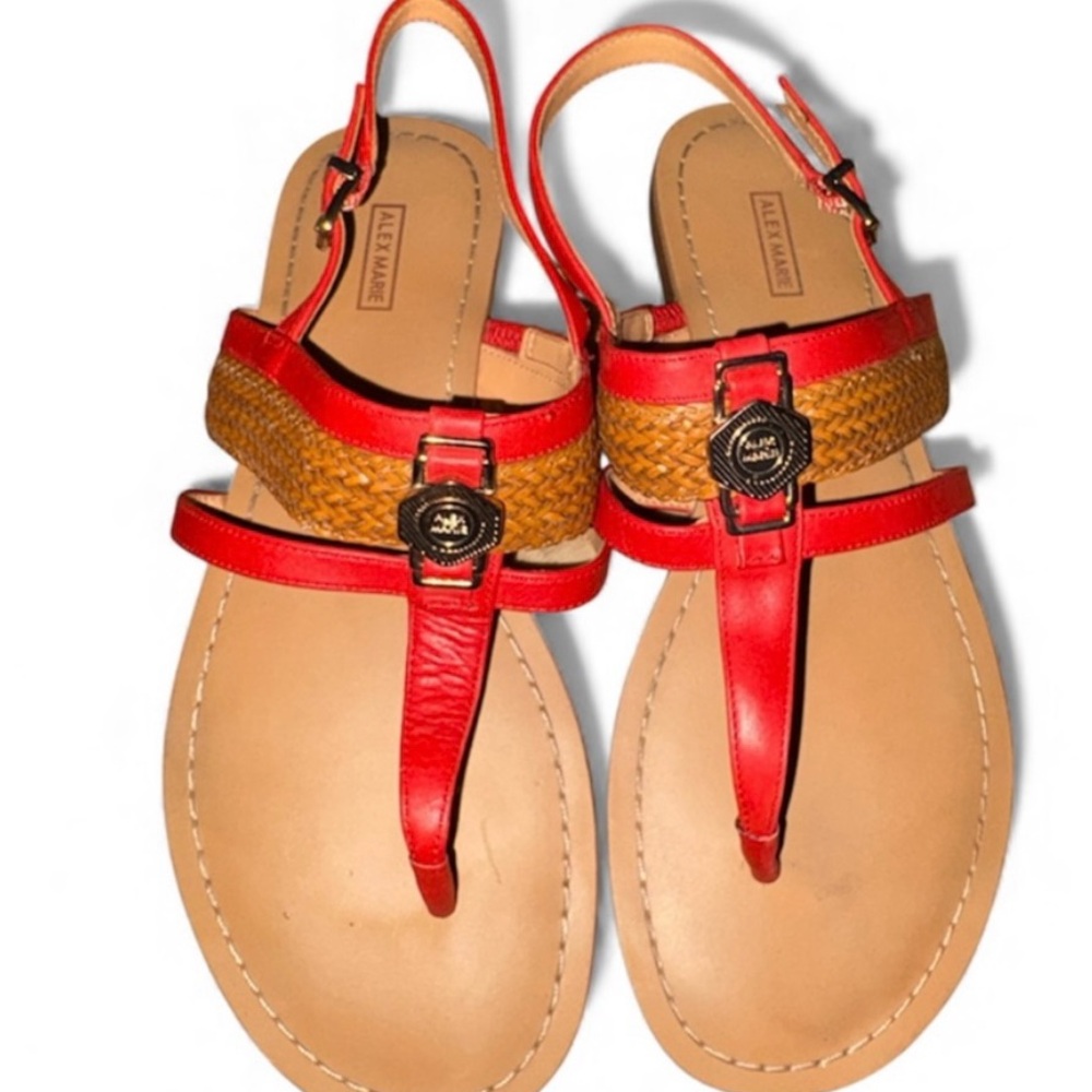 Alex Marie Red and Tan Sandals